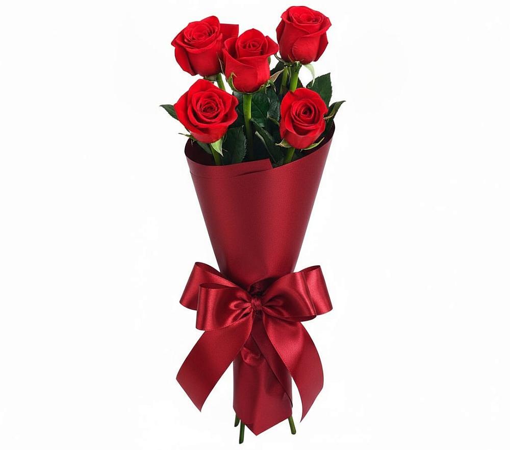 Букет 5 Красных роз Эдлесс Лав в Смидовиче