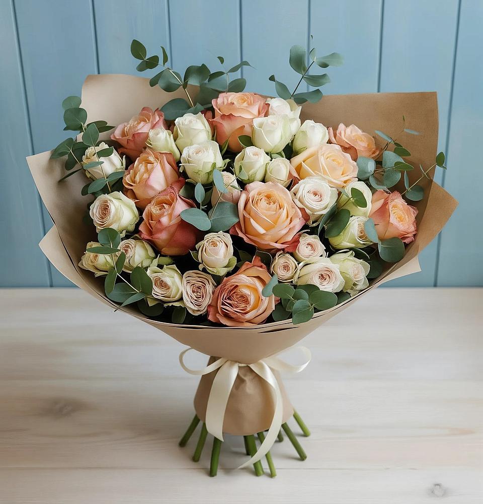 Букет цветов из: Альстромерии и Розы в Смидовиче