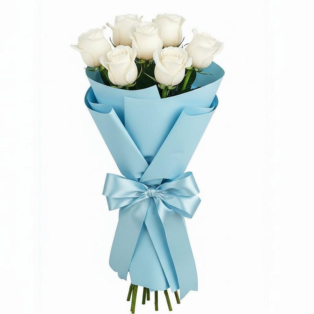 Букет 7 белых роз Проуд в Смидовиче
