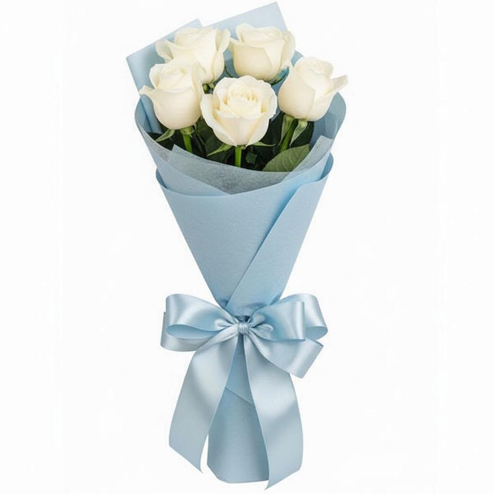 Букет 5 Белых роз Проуд в Смидовиче