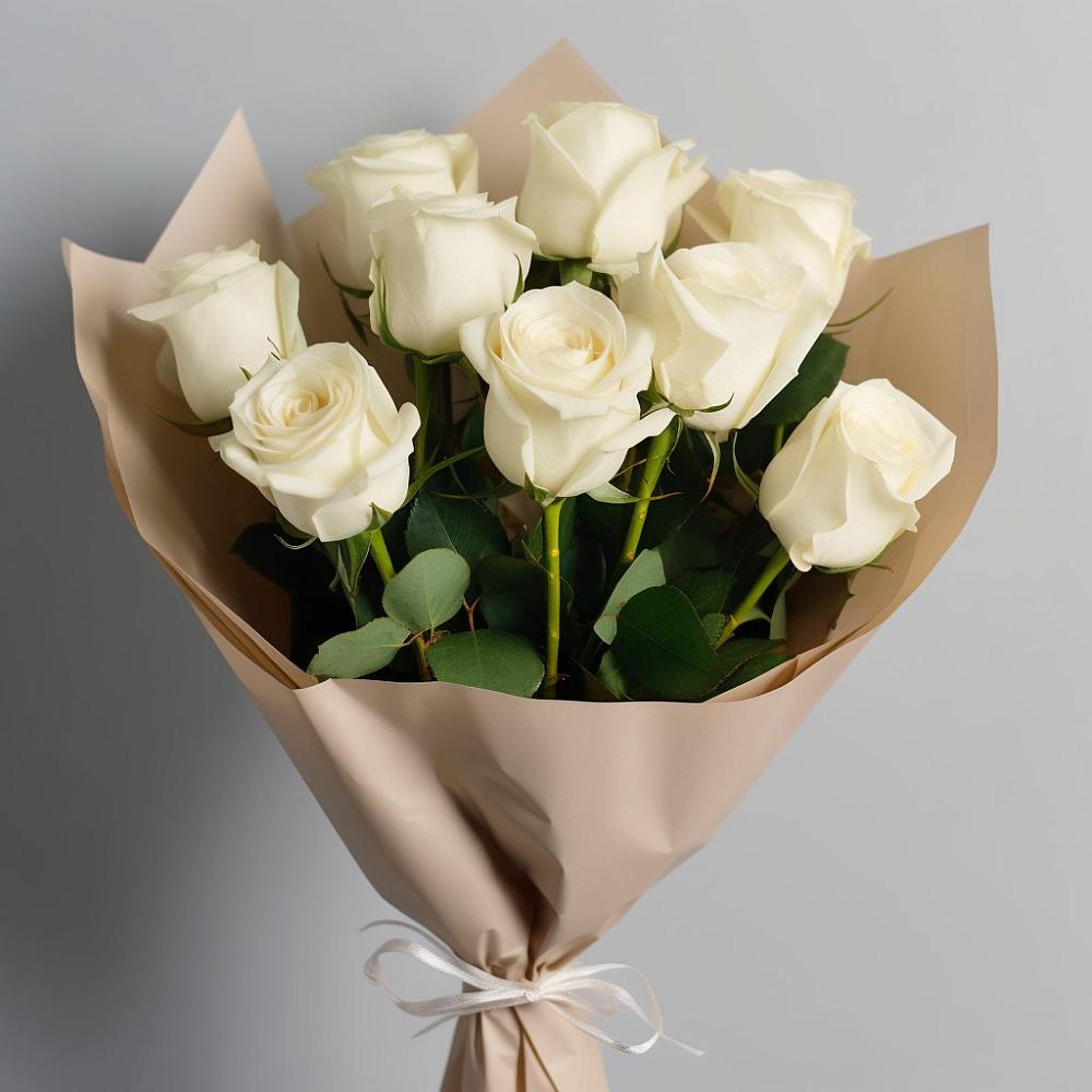 Букет 9 Белых роз Эдлесс Лав в Смидовиче