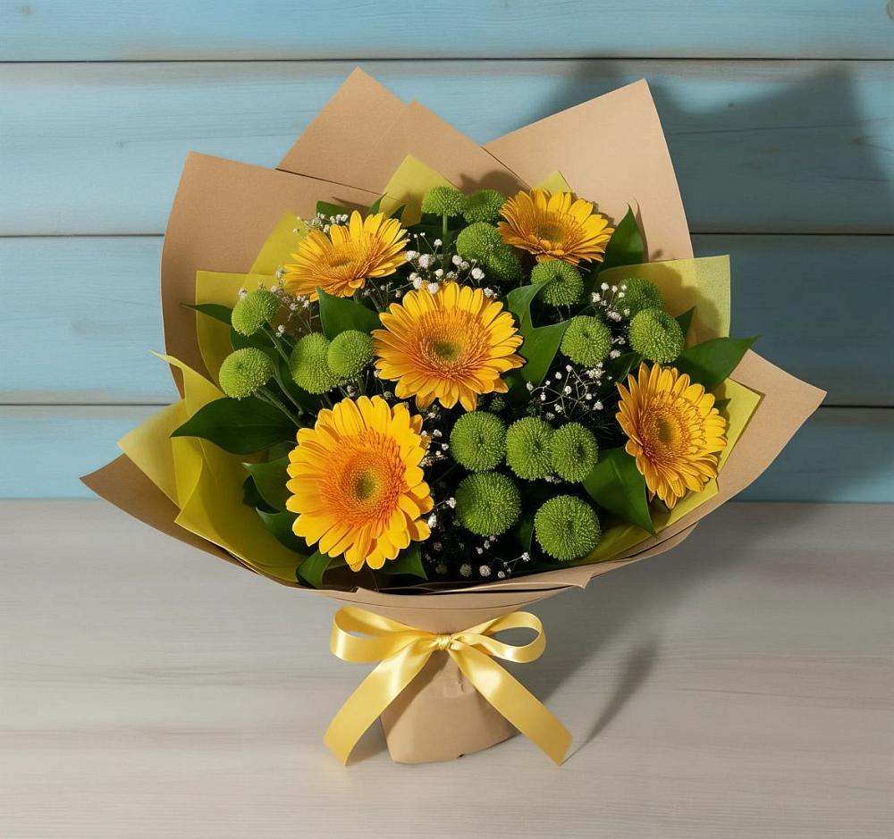 Букет цветов из: Герберы и Хризантемы в Смидовиче