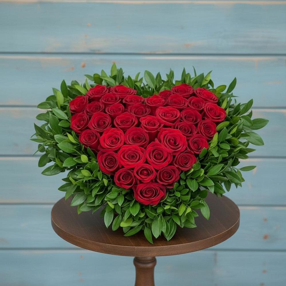 Цветочная композиция из Розы в виде сердца в Смидовиче