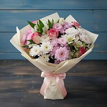 Букет цветов из:  Хризантемы, Альстромерии и Розы в Смидовиче