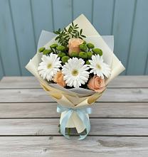 Букет цветов из:  Герберы, Розы и Хризантемы в Смидовиче
